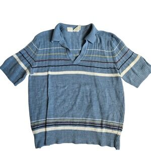 Vintage 1970s Alfie California Mens Striped Knit Polo Shirt Short Sleeve‎